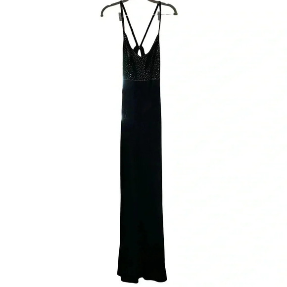 St John Black Santana Knit Spaghetti Strap Long Dress Size 8